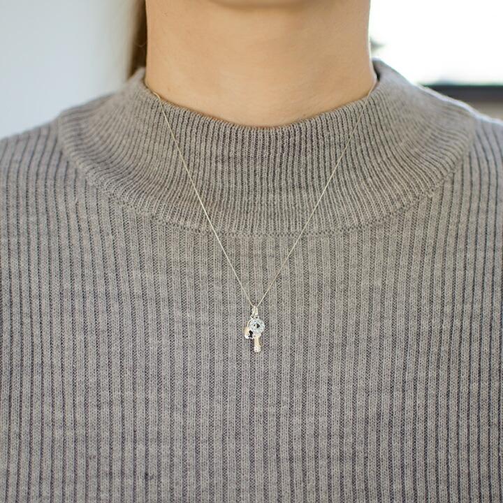 ペンダント ブルートパーズ 鍵 キー ネックレス ベネチアンチェーン 