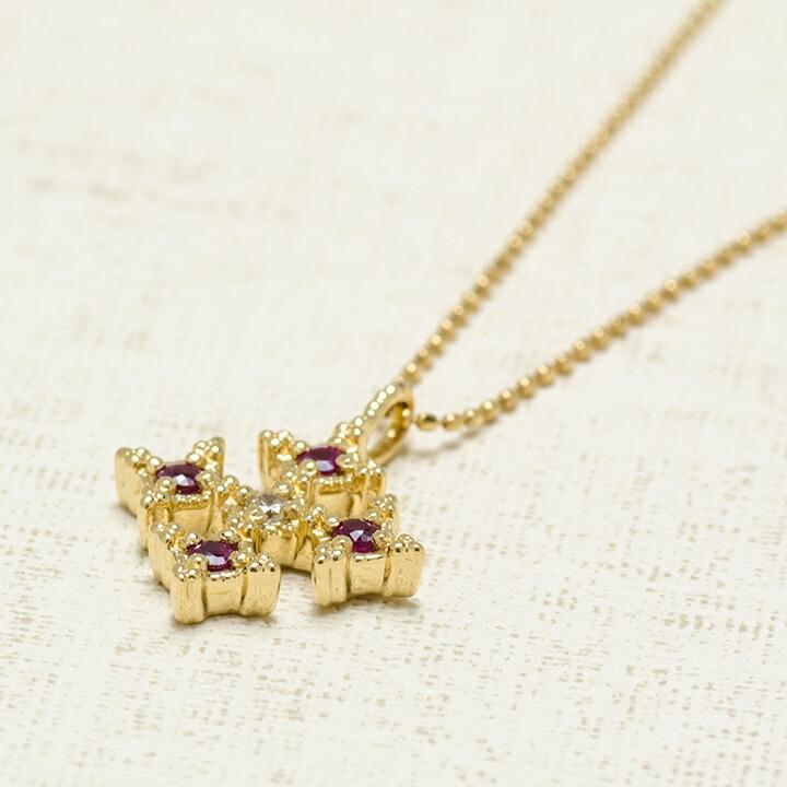 ペンダントトップ ルビー ダイヤモンド クロス alone ゴールド