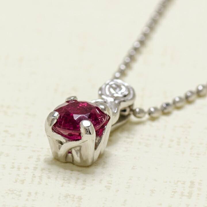 ペンダントトップ ルベライト 薔薇 ローズ rosa ネックレス PT900・K18