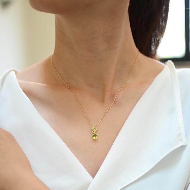 ペンダントトップ ペリドット ダイヤモンド ネックレス lacrima PT900