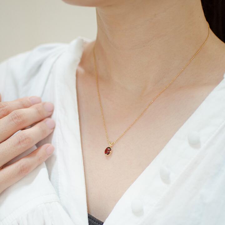 ペンダントトップ ガーネット drop ネックレス PT900・K18・K10