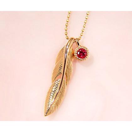 K18 ルベライト フェザー ペンダント egretta アクセサリー