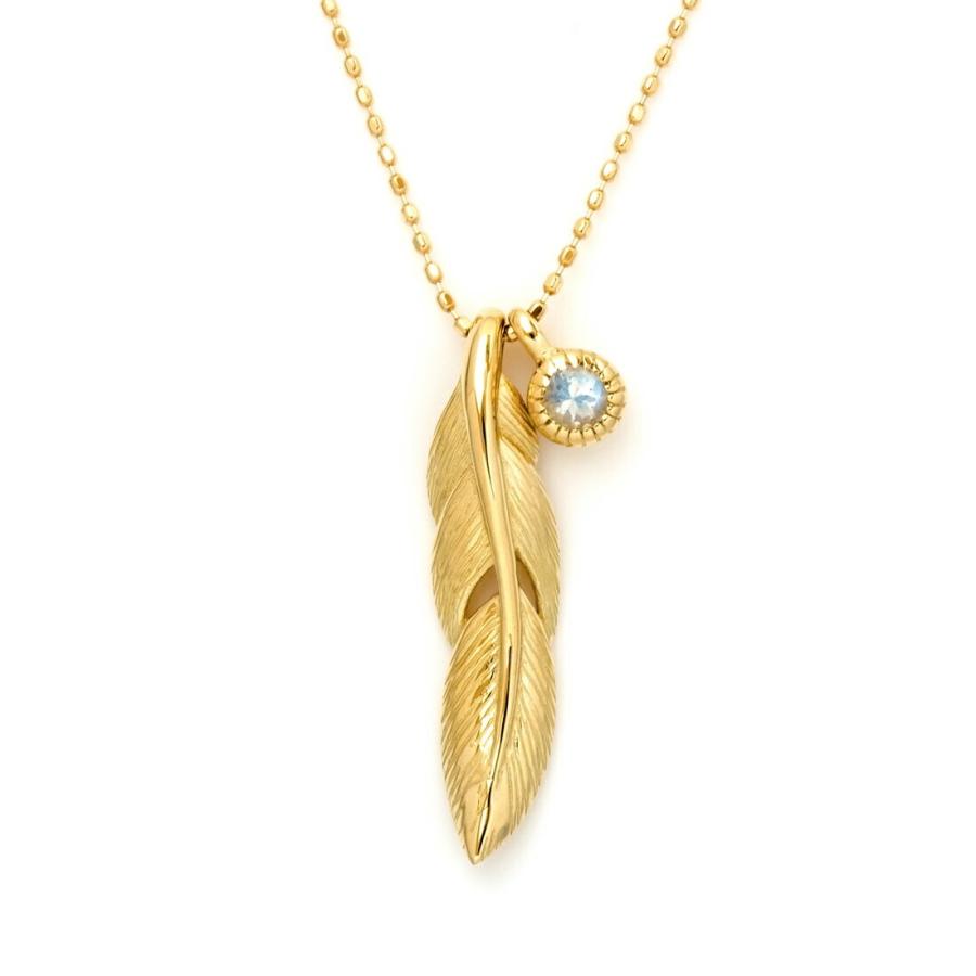 ペンダント ブルームーンストーン フェザーモチーフ egretta ゴールド K18 カットボールチェーン 6月誕生石 プレゼント レディース 18K 18金