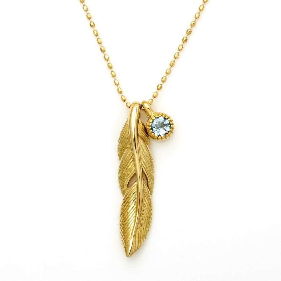 ペンダント サンタマリアアクアマリン フェザー ゴールド K18 カットボールチェーン egretta 3月誕生石 プレゼント レディース 18K 18金