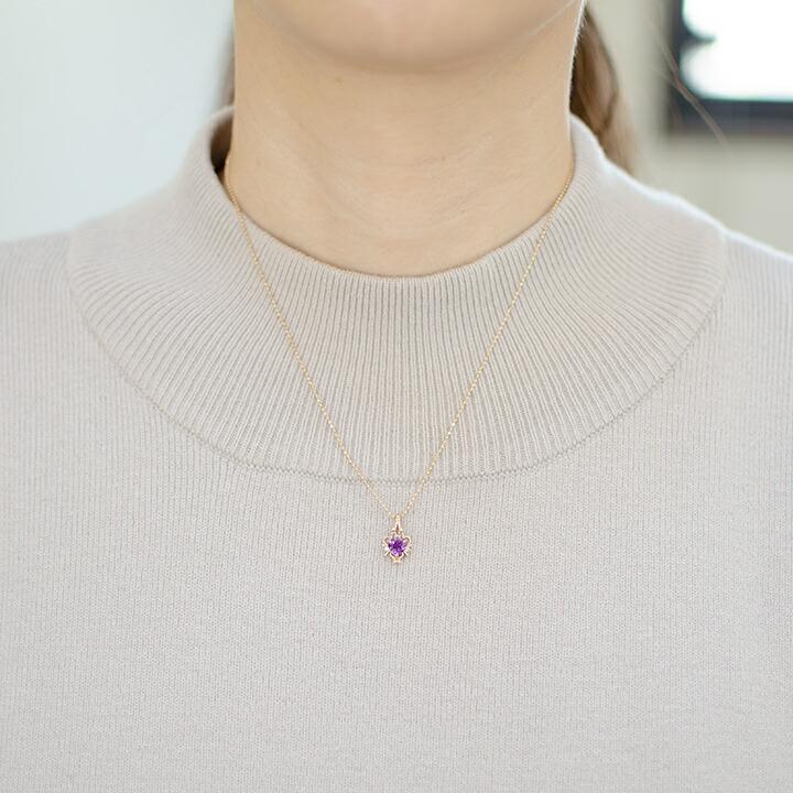 ペンダントトップ アメシスト ダイヤモンド ハート ninfa ネックレス