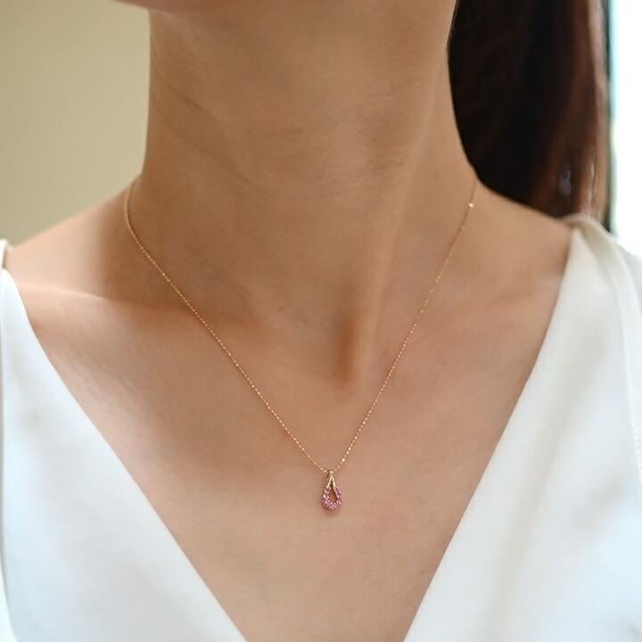 k18PGゴールドダイヤモンド ネックレストップピンクサファイヤ0.27CT k18PGゴールドダイヤモンド ネックレストップピンクサファイヤ