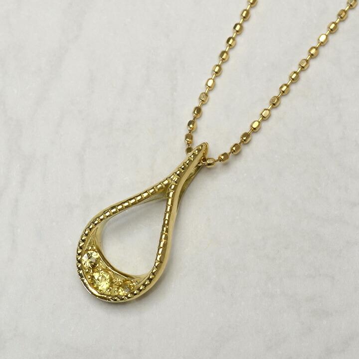 ペンダントトップ イエローサファイア stilla ネックレス PT900・K18 