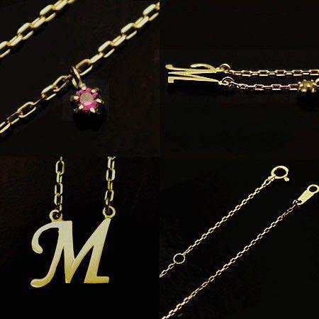 ネックレス イニシャル 選べる誕生石 バースストーン 18金 K18
