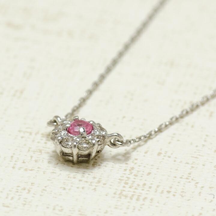 ネックレス ロードクロサイト ダイヤモンド プラチナ900 PT900  