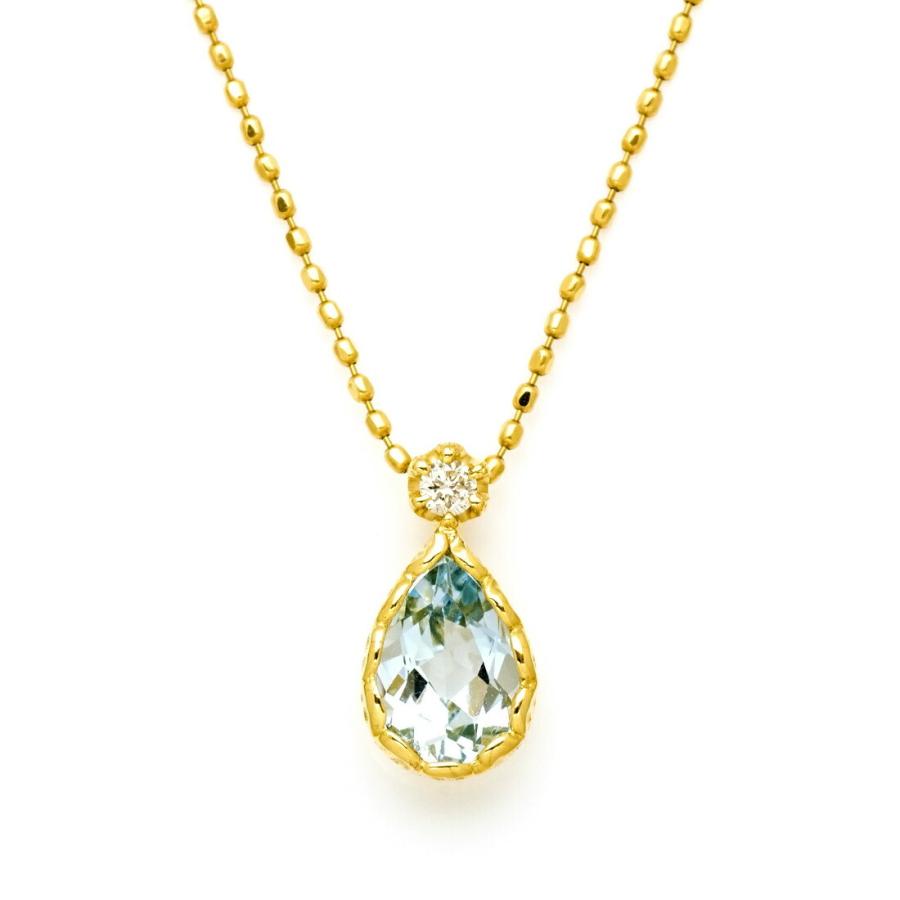 ペンダントトップ アクアマリン ダイヤモンド ゴールド K18 goccia 3月誕生石 プレゼント レディース 18K 18金