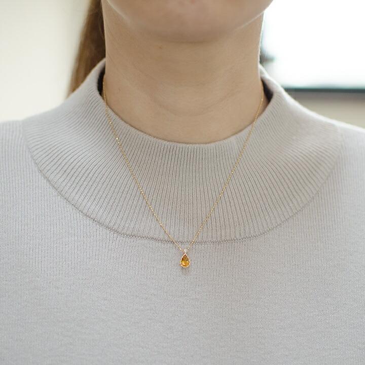 ペンダントトップ シトリン ダイヤモンド goccia ネックレス PT900 