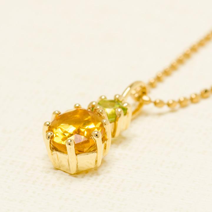 ペンダントトップ シトリン ペリドット ネックレス PT900・K18・K10