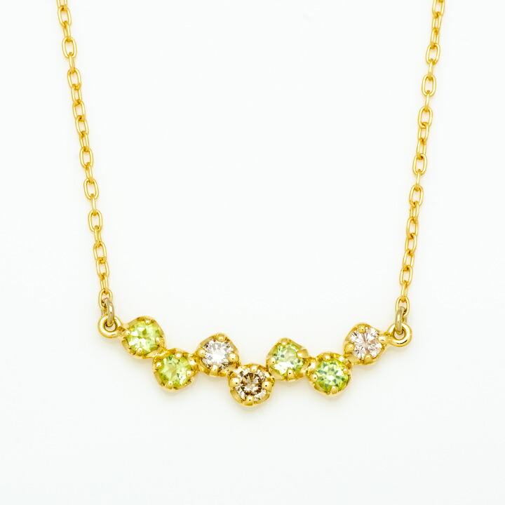 ネックレス ペリドット ダイヤモンド 18金 K18 ゴールド stellato