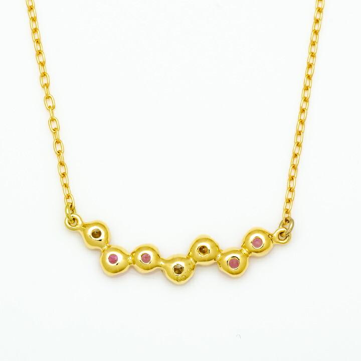 ネックレス ピンクサファイア ダイヤモンド 18金 K18 ゴールド