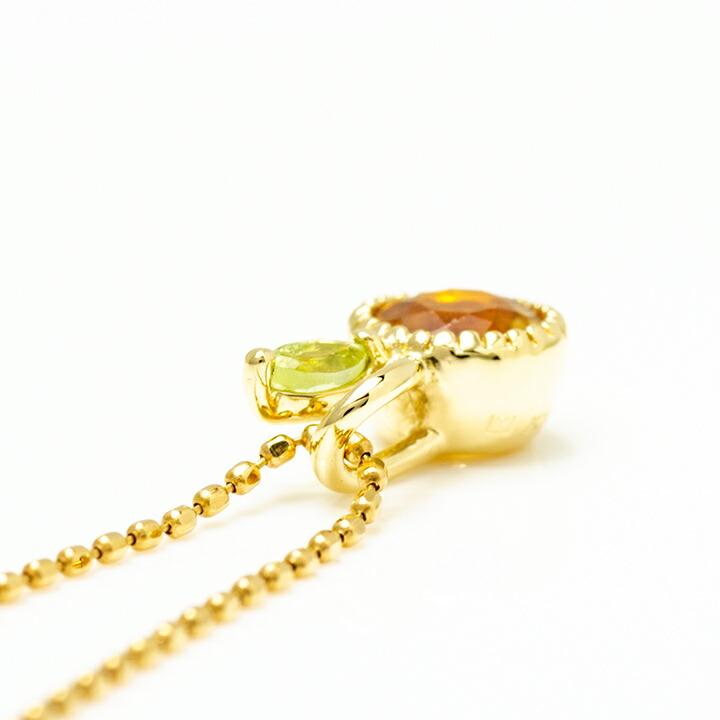 ペンダントトップ シトリン ペリドット burrona ネックレス PT900・K18