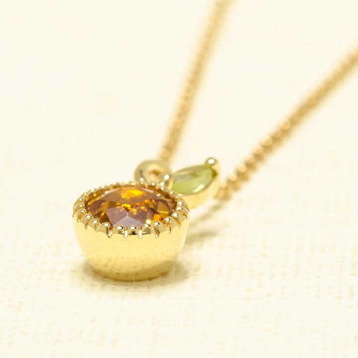 ペンダントトップ シトリン ペリドット burrona ネックレス PT900・K18