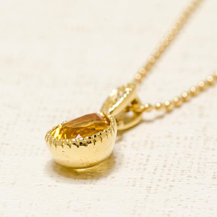 ペンダントトップ　K18 ダイヤ　付 ペンダントトップ シトリン ダイヤモンド pianto ゴールド K18