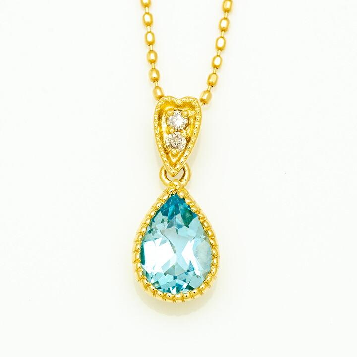 ペンダントトップ ブルートパーズ ダイヤモンド pianto ゴールド