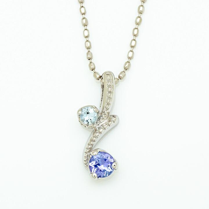 ペンダントトップ タンザナイト アクアマリン ネックレス PT900・K18