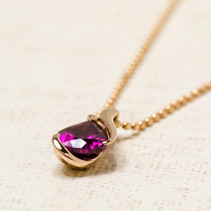 ロードライトガーネットとダイヤの18金ペンダント K18PG ロードライトガーネット ネックレス|festaria Online Shop