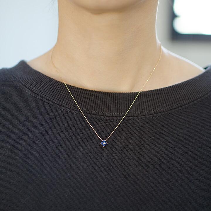 ネックレス ペンダント ブルーサファイア フラワーモチーフ ゴールド