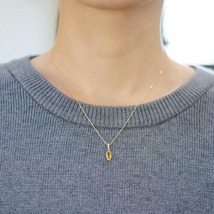 ペンダントトップ マーキス シトリン beato ネックレス PT900・K18 