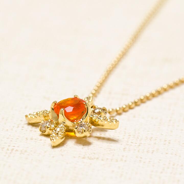 ペンダントトップ ファイアオパール ダイヤモンド solare ネックレス