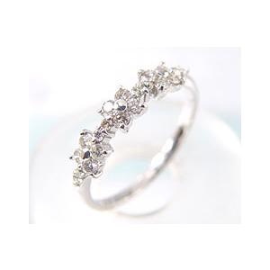 K18WG ダイヤモンド フラワーリング 指輪4月誕生石 アクセサリー花