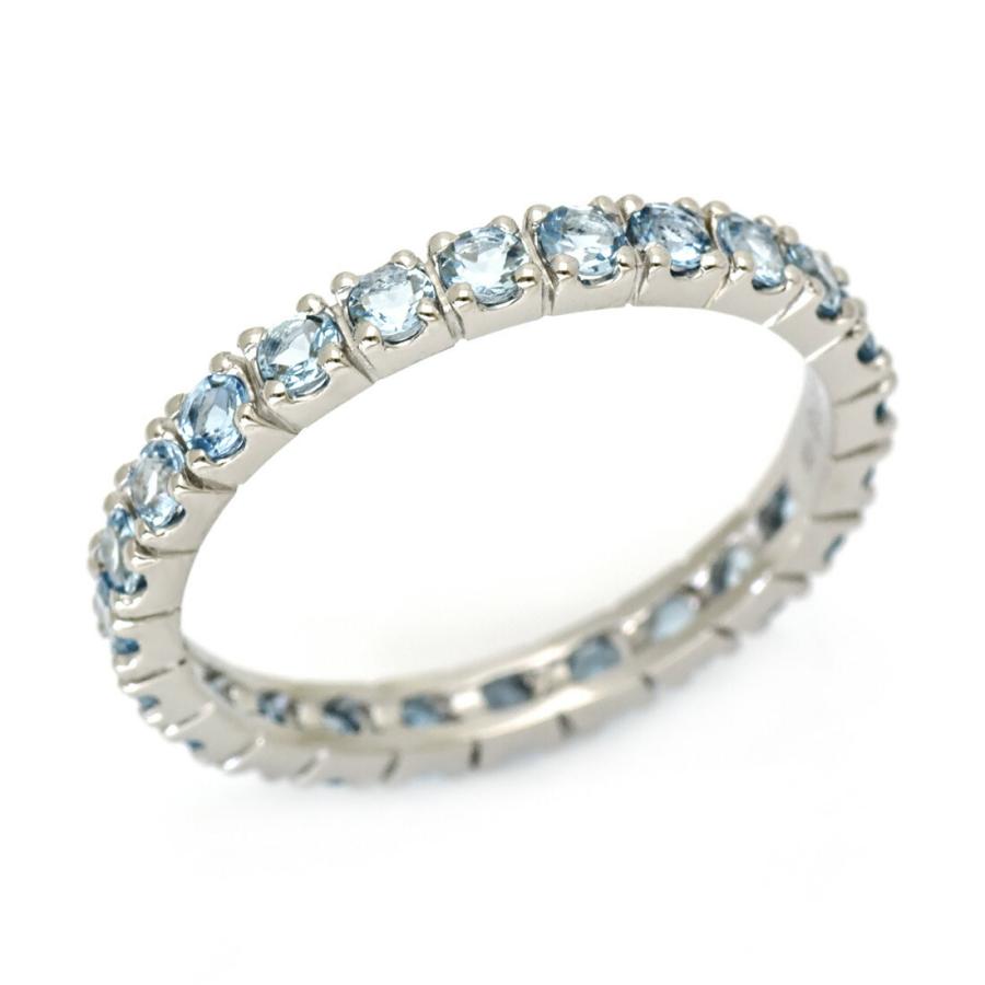 指輪 フルエタニティリング アクアマリン ゴールド K18 レディース 18K