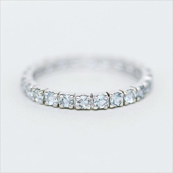 指輪 フルエタニティリング アクアマリン ゴールド K18 レディース 18K