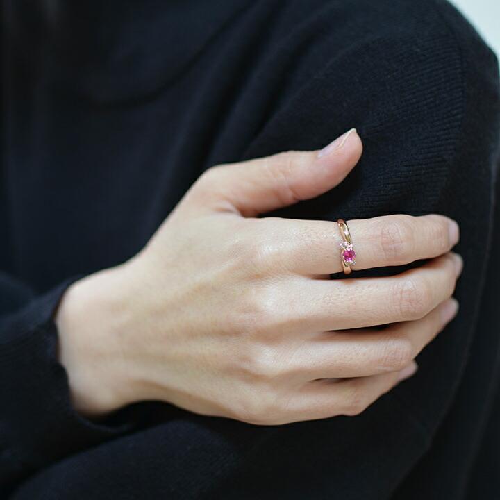 リング 指輪 ルベライト ダイヤモンド ゴールド K18 10月誕生石  