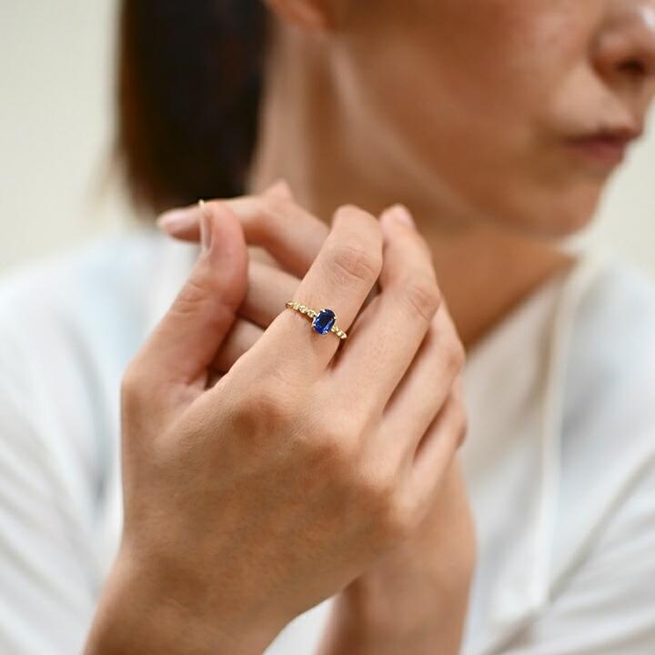 指輪 リング カイヤナイト ダイヤモンド PT900・K18・K10選択可 