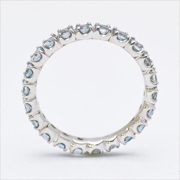 指輪 フルエタニティリング アクアマリン K18 ゴールド レディース 18K