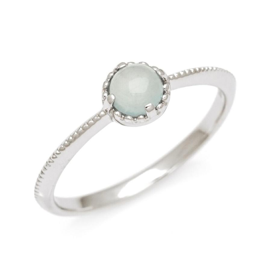 指輪 リング ミルキーアクアマリン カボション amaretto PT900・K18