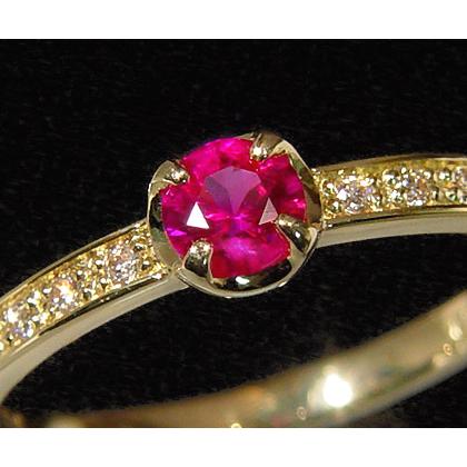 K18 ルビー＆ダイヤモンド 指輪 楽天市場】K18YG ルビー ダイヤモンド リング 11.5号 R.047ct D0