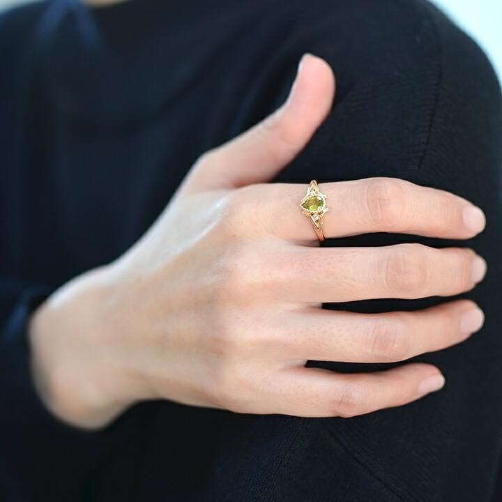 指輪 リング ペリドット ダイヤモンド pera PT900・K18・K10選択可