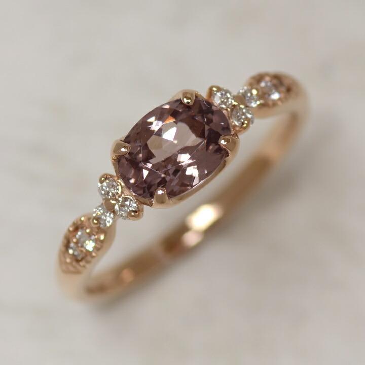 指輪 リング シャンパンガーネット ダイヤモンド amanza PT900・K18 