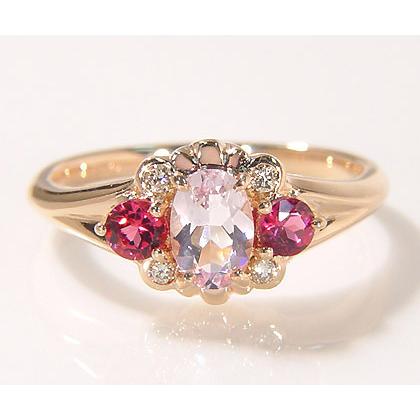 K18 モルガナイト × ルベライト ダイヤモンド リング 指輪 magia 4月  