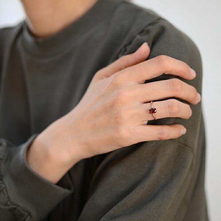 リング 指輪 ガーネット drop ゴールド K18 1月誕生石