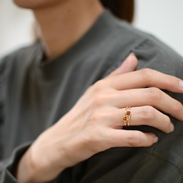 指輪 リング マンダリンガーネット シトリン ハート amato PT900・K18