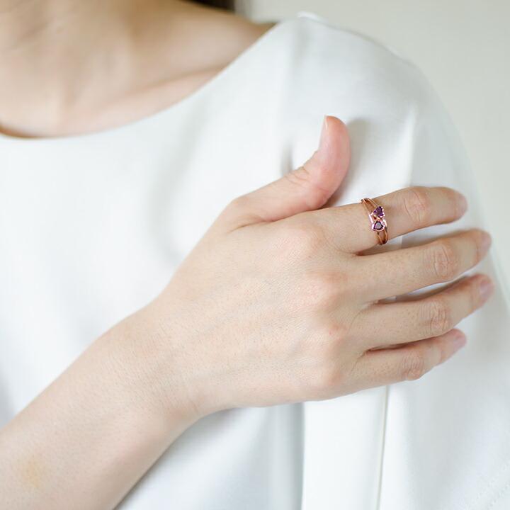 リング 指輪 アメシスト ロードライトガーネット ハート amato  