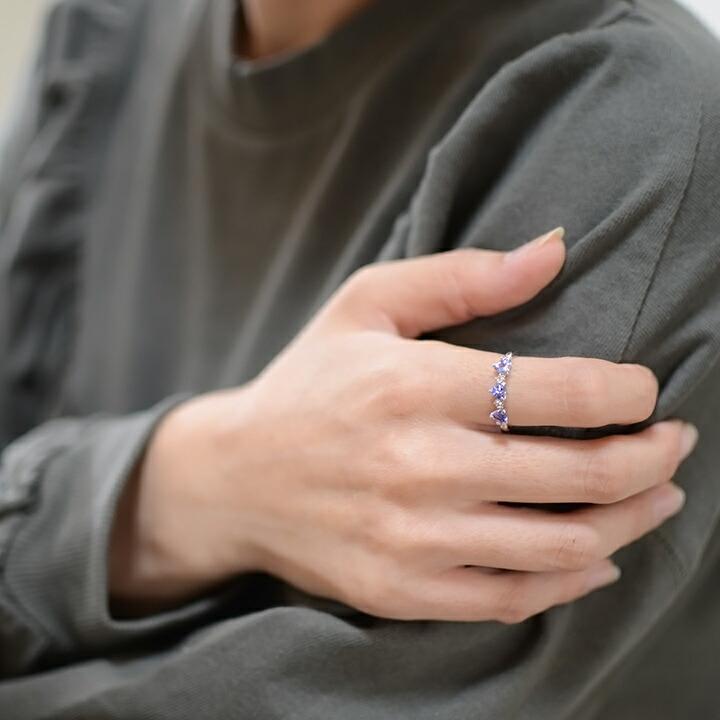 指輪 リング タンザナイト ダイヤモンド ハート carino PT900・K18