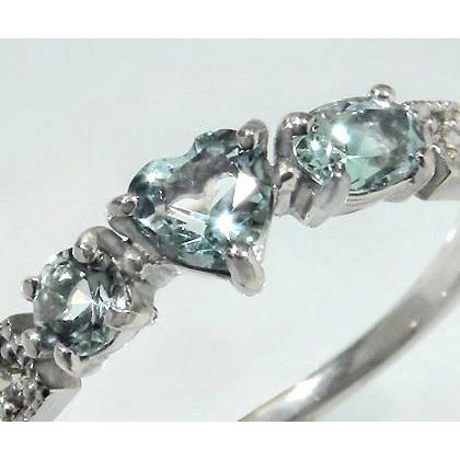 指輪 リング アクアマリン ダイヤモンド ハート chicca PT900・K18