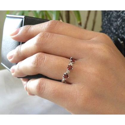 指輪 リング ガーネット ダイヤモンド ハート carino PT900・K18・K10