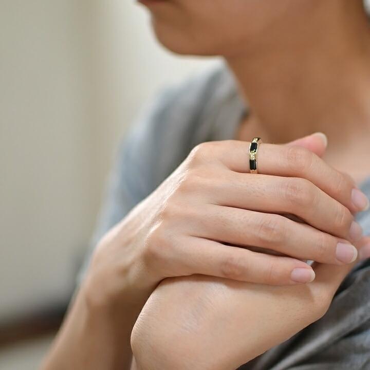 リング 指輪 オニキス ダイヤモンド オクタゴンカット ゴールド