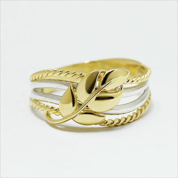 指輪 リング リーフ cotile K18/PT900 コンビネーション プラチナ