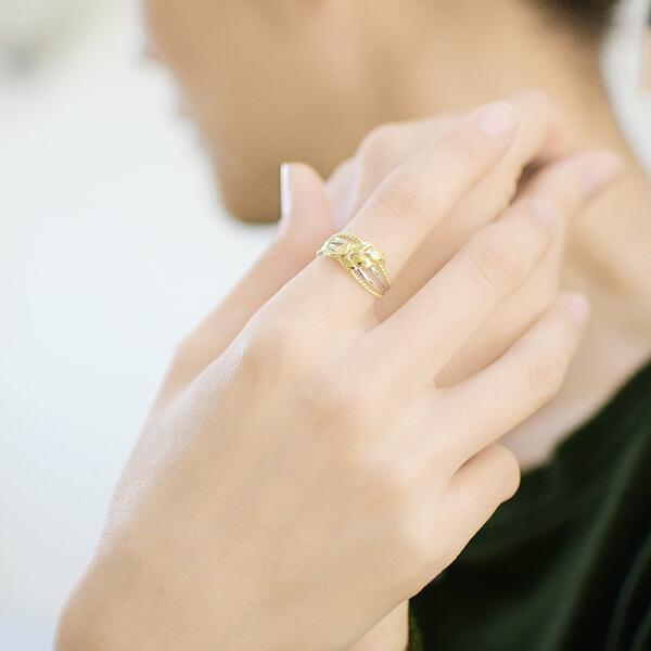 リング 指輪 リーフ cotile K18/PT900 コンビネーション