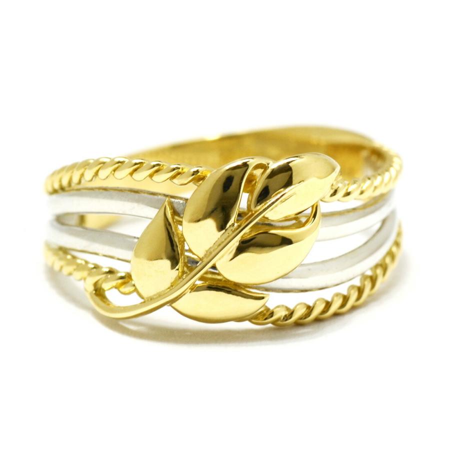 K18金 PT900コンビ　リーフデザインリング 指輪 リング リーフ cotile K18/PT900コンビネーション プラチナ