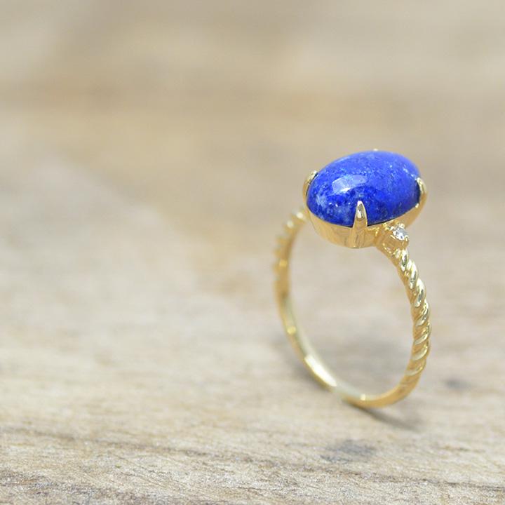 ラピスラズリ　リング　k18 ダイヤモンド　12号 リング 指輪 ラピスラズリ ダイヤモンド ゴールド K18 aragosta