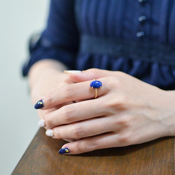 希少　 　リング　1A ラピスラズリ　12.5号 リング 指輪 ラピスラズリ ダイヤモンド ゴールド K18 aragosta